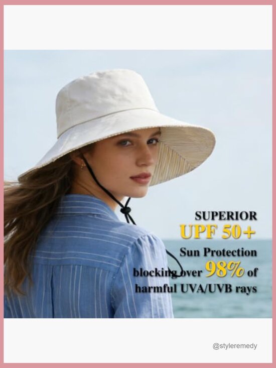 UPF50 Wide Brim Foldable Sun Hat Packable Adjustable Chin Strap Beach Travel main image 7